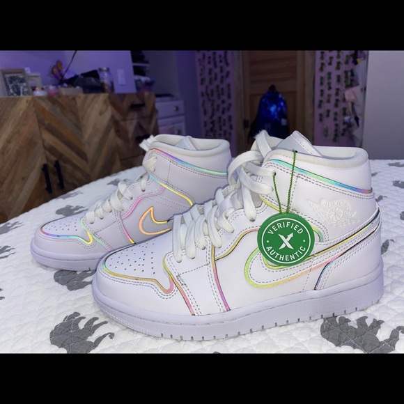 Authentic Women’s iridescent Jordan 1 - Picture 2 of 2